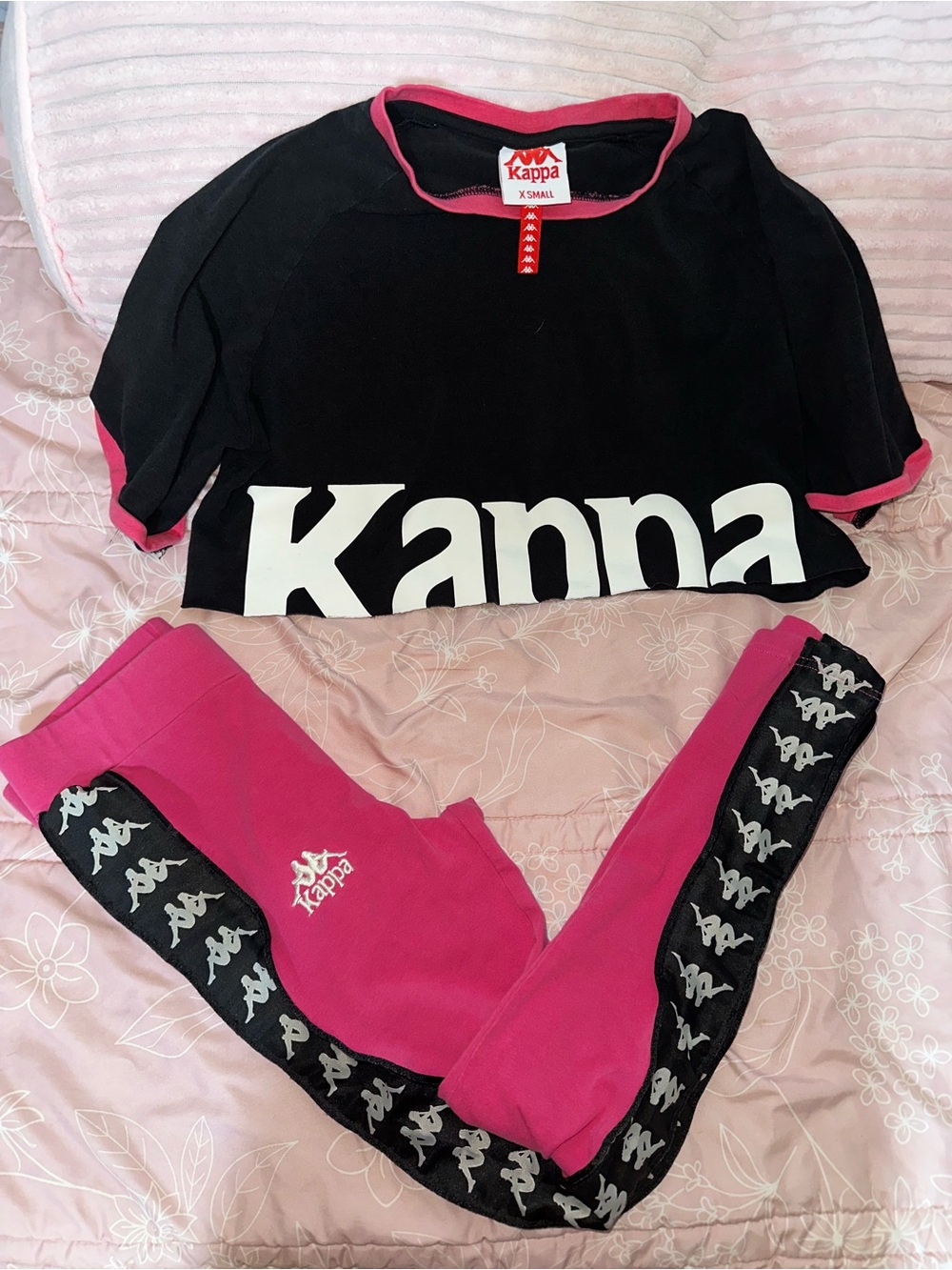 KAPPA Black & Pink Logo Jogger Set Bottoms